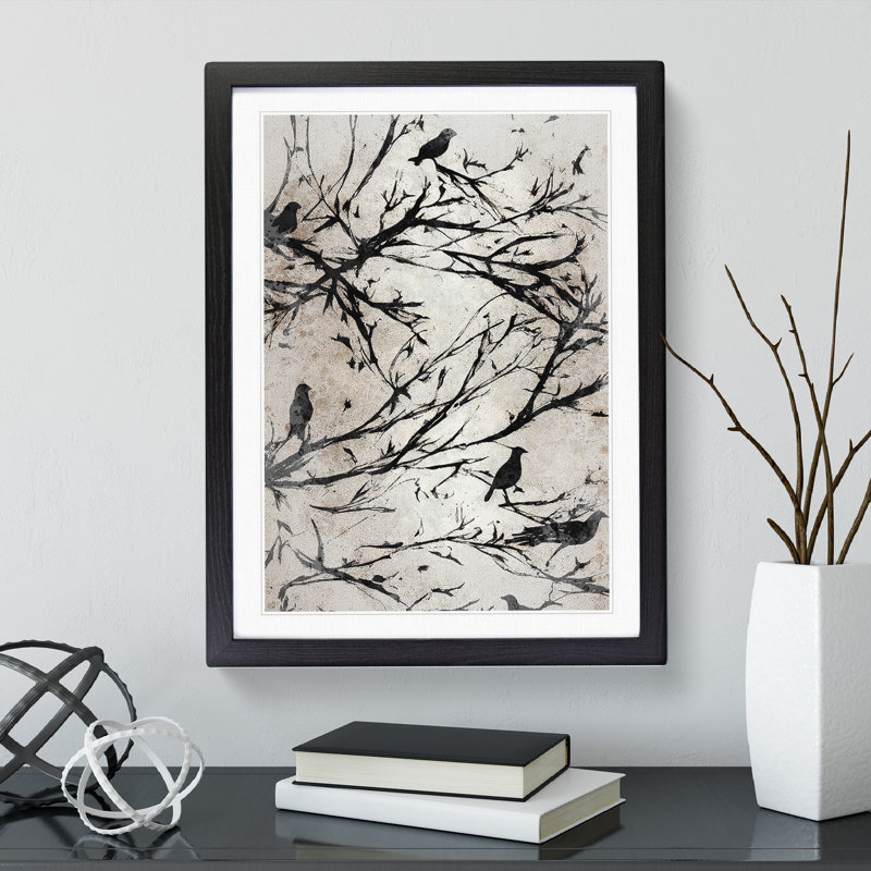 XV1022-3758X Resting Birds - Print, 48cm H x 36cm W, White, Black Framed