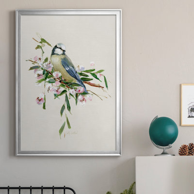 «Spring Song Blue Bird», peinture sur toile encadrée