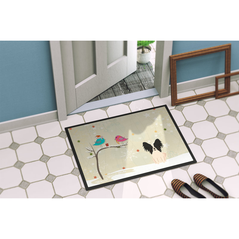 Tapis d'entrée antidérapant Faustena, Noir / Blanc, Rectangle 1 pi 6 po x 2 pi 3 po