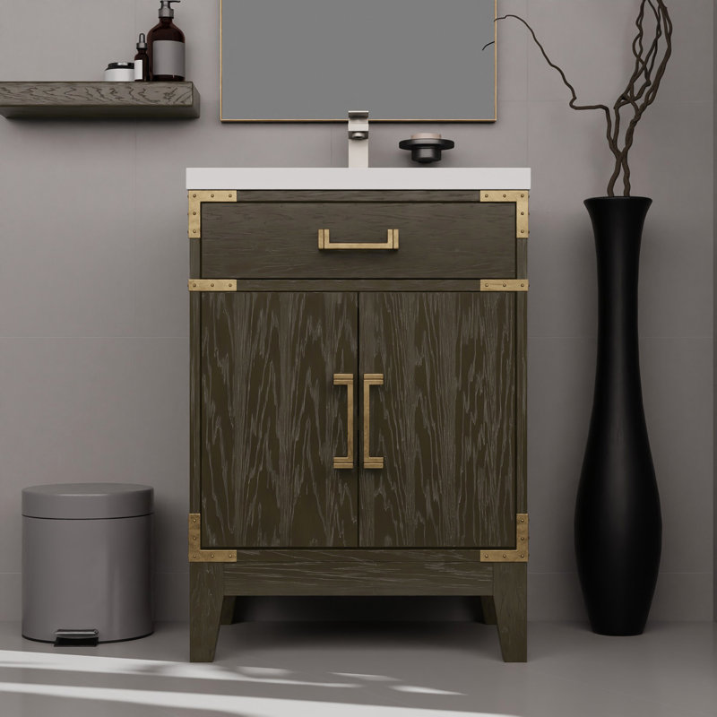 Meuble-lavabo en chêne noir l 24 po x P 18 po Armoire abondante pour 18 meubles, Noir