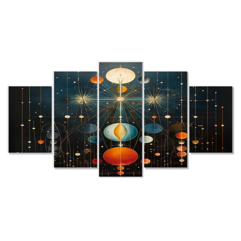 Costachi - Décoration murale géométrique 5 pièces, H 32 po x l 60 po