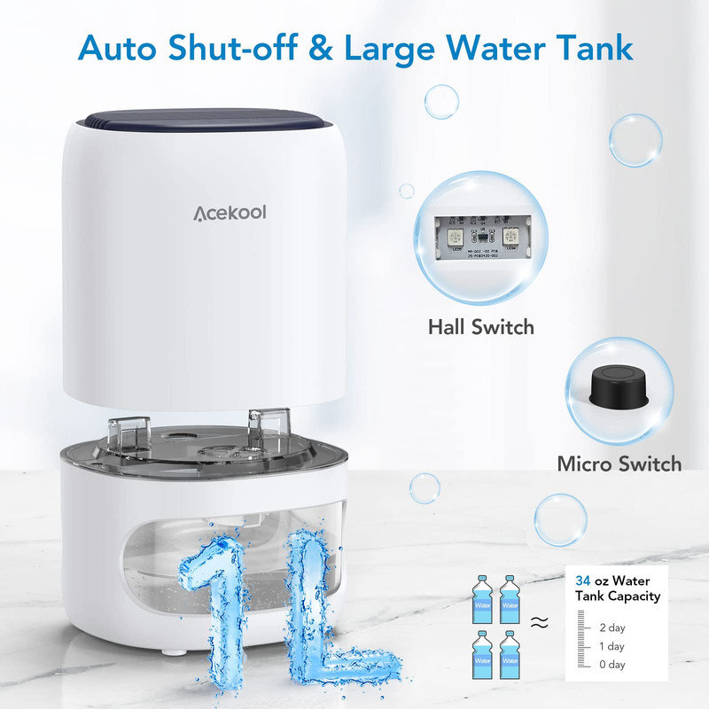 NANAN 0.63 Pints Table Top Dehumidifier for Rooms up to 350 Cubic Feet