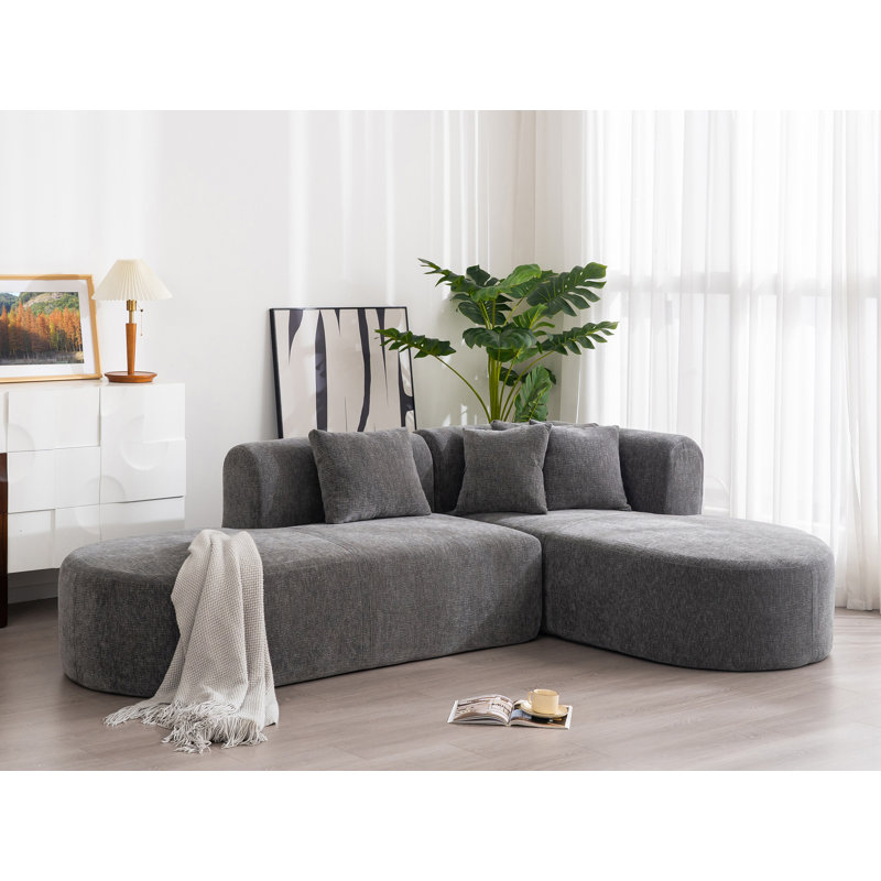 Canapé modulaire en L 107,5 po Boneless, Polyester beige
