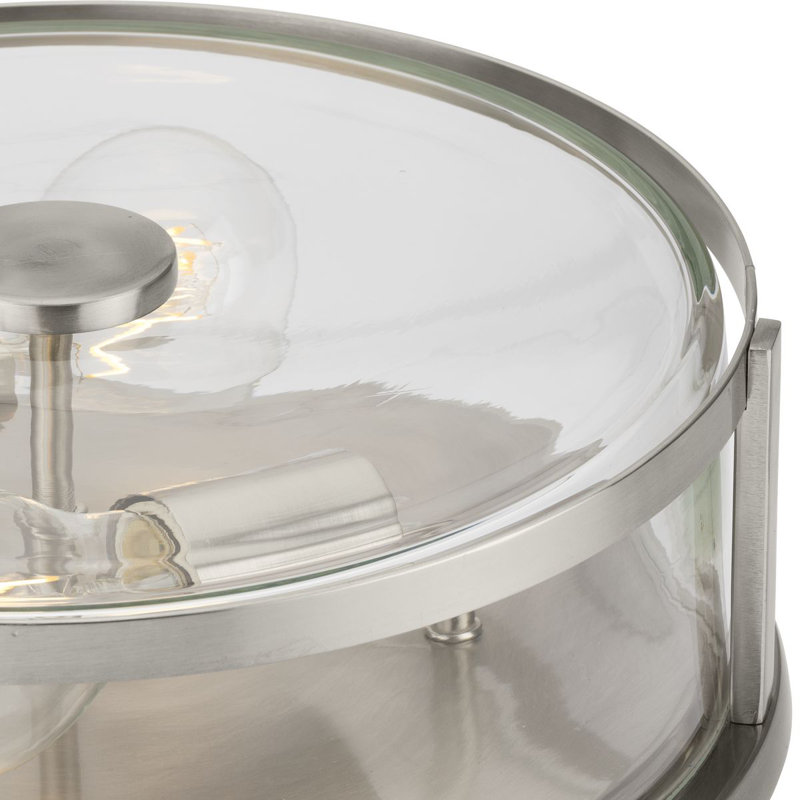 Plafonnier encastré en verre Assa, Nickel brossé, Transparent, H 4,62 po x l 12,62 po x P 12,62 po