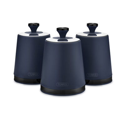Tower Sera Canisters with Removable Lid, Carbon Steel Body with Smoked Black Trim