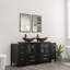 Meuble-lavabo double autoportant de 72 po avec plateau en verre et miroir Base color: BlackSink color: Blue-1852763418-1852763417