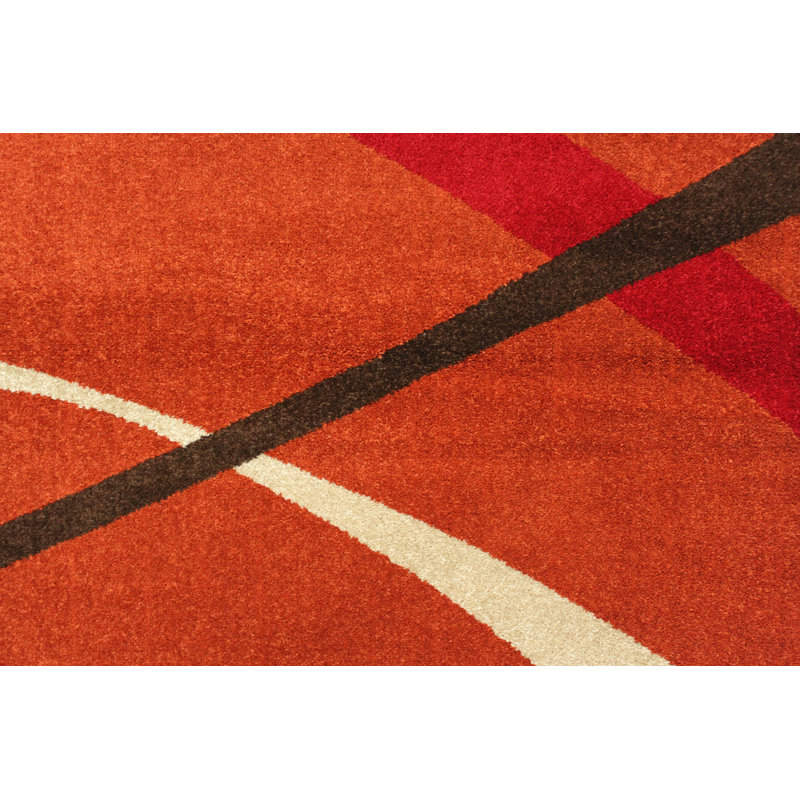 Tapis brun/noir/rouge tissé à la machine Mccollough, Rectangle de 3 pi x 5 pi