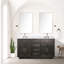 Meuble-lavabo double en chêne brun de 60 po x P 22 po avec structure en bois massif à fermeture en douceur et comptoir de salle de bain-418047661