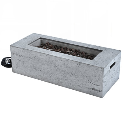 Durable MGO Rectangular Propane Fire Pit with 40,000 BTU Heat, Stainless Steel Burner, and Waterproof Cover for Outdoor Use