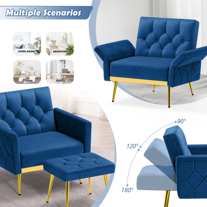 2 - Piece Velvet Living Room Set, Blue