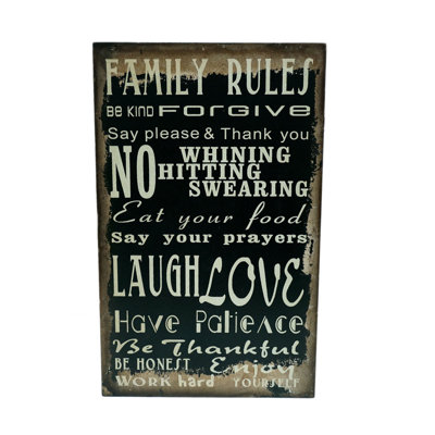 Décoration murale «Family Rules…»