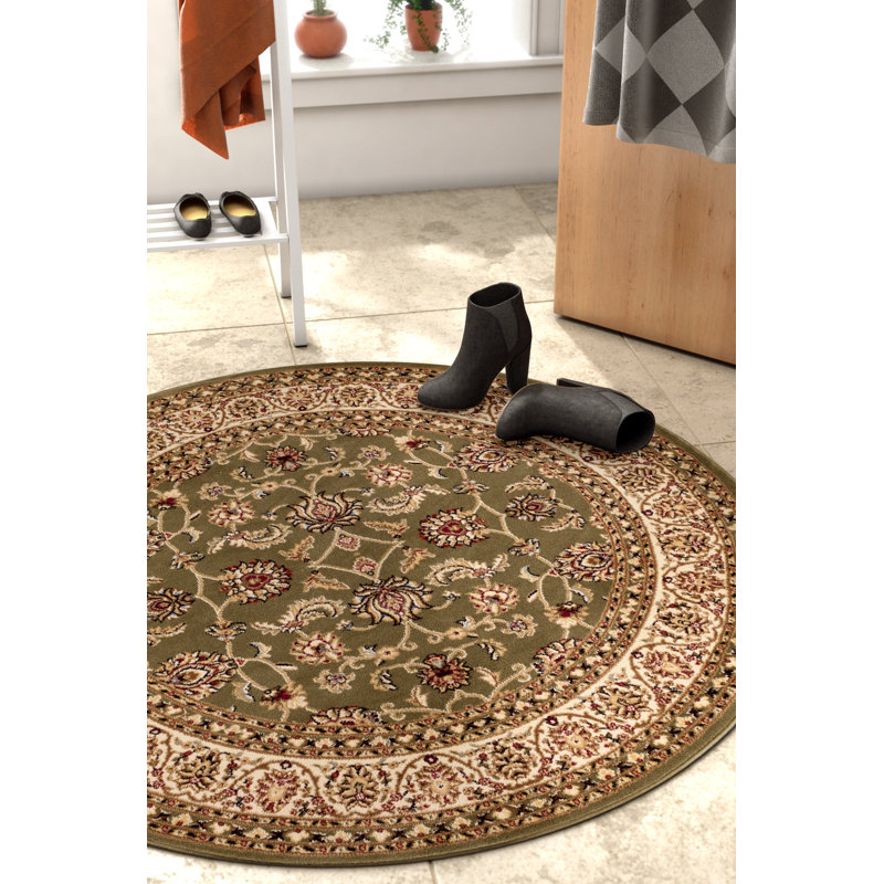 Tapis oriental en polypropylène tissé à la machine Treanor, Rond 5 pi 3 po