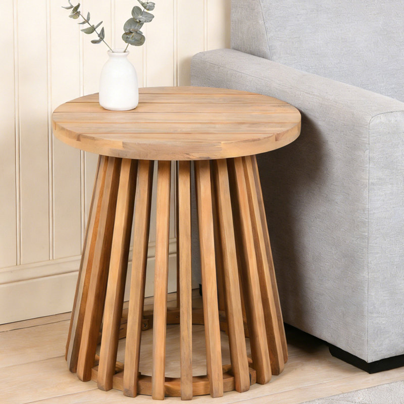 Table d'appoint d'extérieur en bois d'acacia, Teck clair