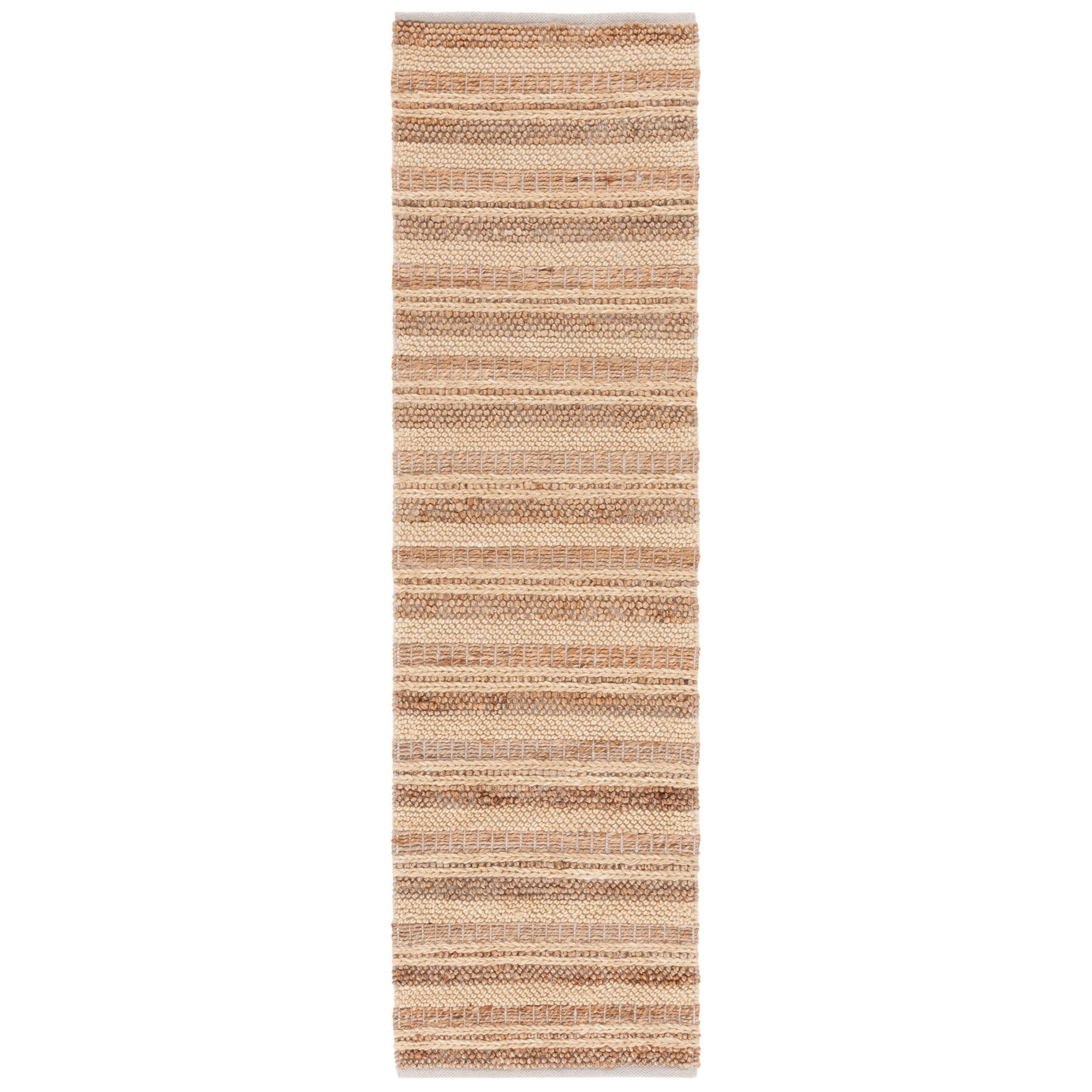 Kerriann Hand Woven Wool/Jute/Cotton Striped Rug in Brown/Beige, Runner 2'3" x 8'
