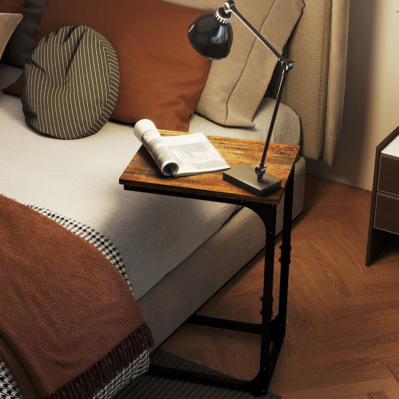 C-Shaped End Table, Dark Brown Wood/Black, Individual