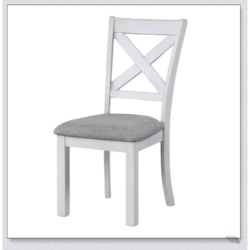 Chaises de salle à manger rustiques en chêne blanc 2 pièces avec dossier croisé et siège rembourré pour une assise confortable