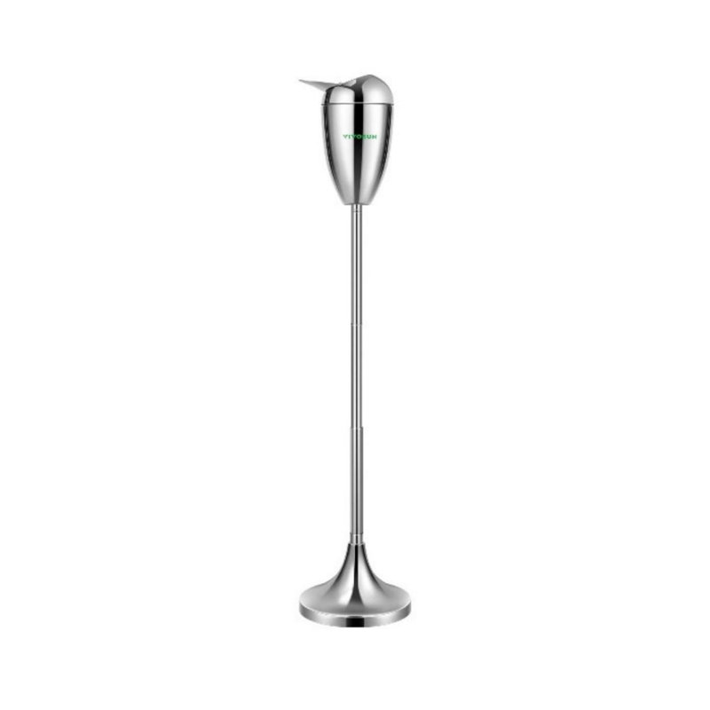 Cendrier sur pied avec couvercle en acier inoxydable, Chrome