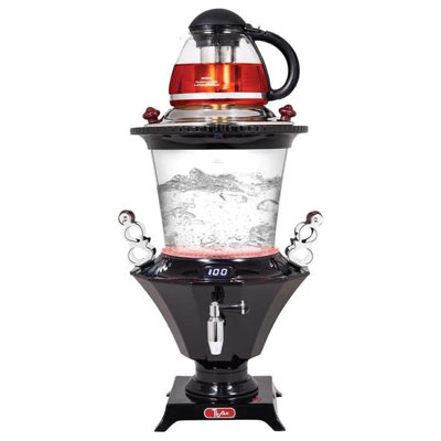 Ttak Houseware Electric Glass Samovar - Tea Maker Water Auto Shut Off Kettle Modern Design Overheat Boil-Dry Protection LED Temperature Glass Teapot