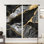 2Pcs rideaux abstraits en marbre noir doré, rideaux de fenêtre de cuisine de chambre à coucher de salon moderne de luxe, panneaux de traitement d'intimité décoratifs pour bureau à domicile, rideaux décoratifs de style artistique de mode