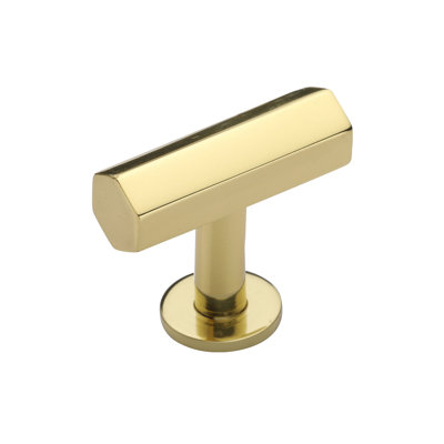 Heritage Brass Cabinet Knob Hexagon T-Bar Design with Rose 41mm