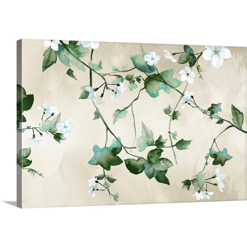 "Delicate Green Branches", art mural sur toile, Toile tendue, H 24 po x l 36 po