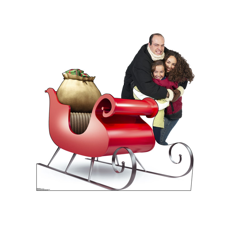 45'' Red Cardboard Santa's Sleigh Standup Decor