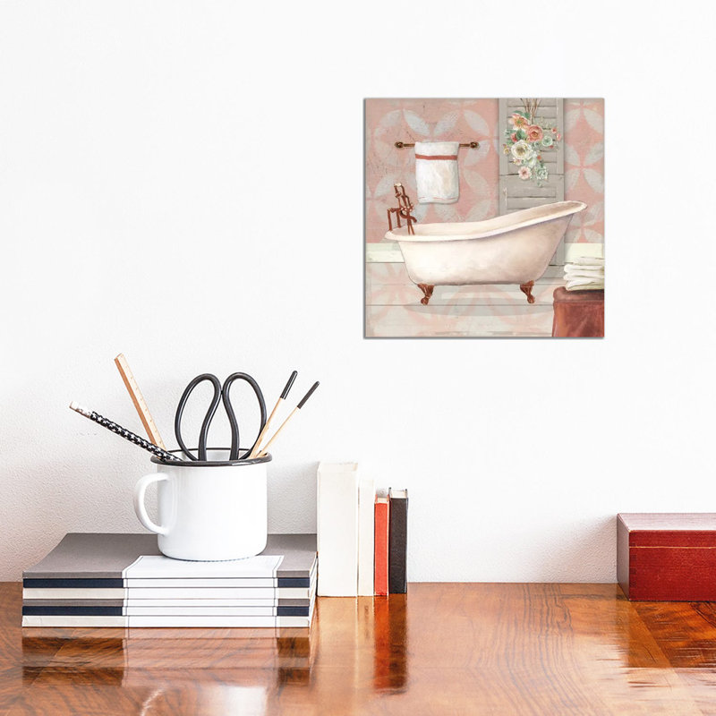 Blushing Bath I by Carol Robinson - Print on Canvas, Wrapped Canvas, 66.04 cm H x 66.04 cm W x 1.91 cm D