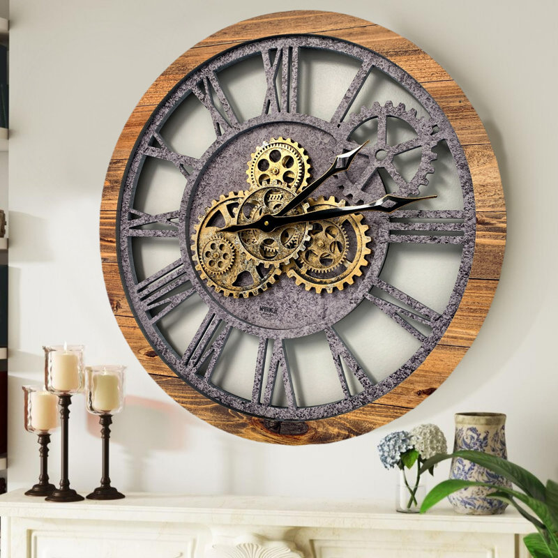 Solid Wood Wall Clock, Wood Stone