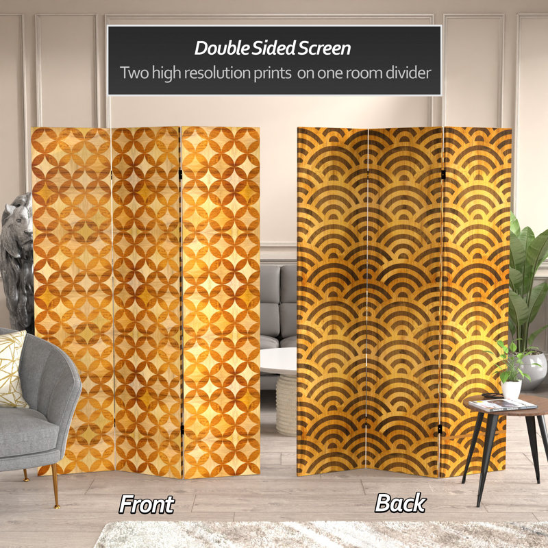 47.25'' 3 - Panel Folding Room Divider, Starburst