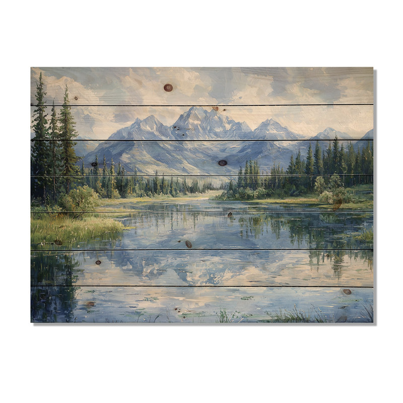 Décorations murales en bois Mountain River Reflections In Rocky Mountains IV - Landscape Mountains