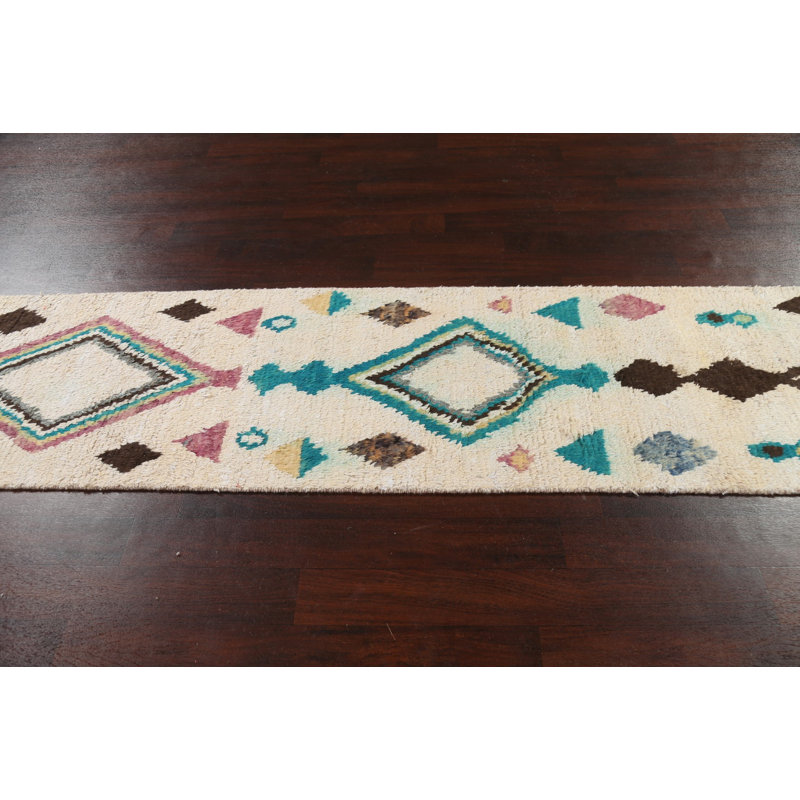 One-of-a-Kind 2'6" X 12'8" New Age Runner Wool Area Rug in Ivory