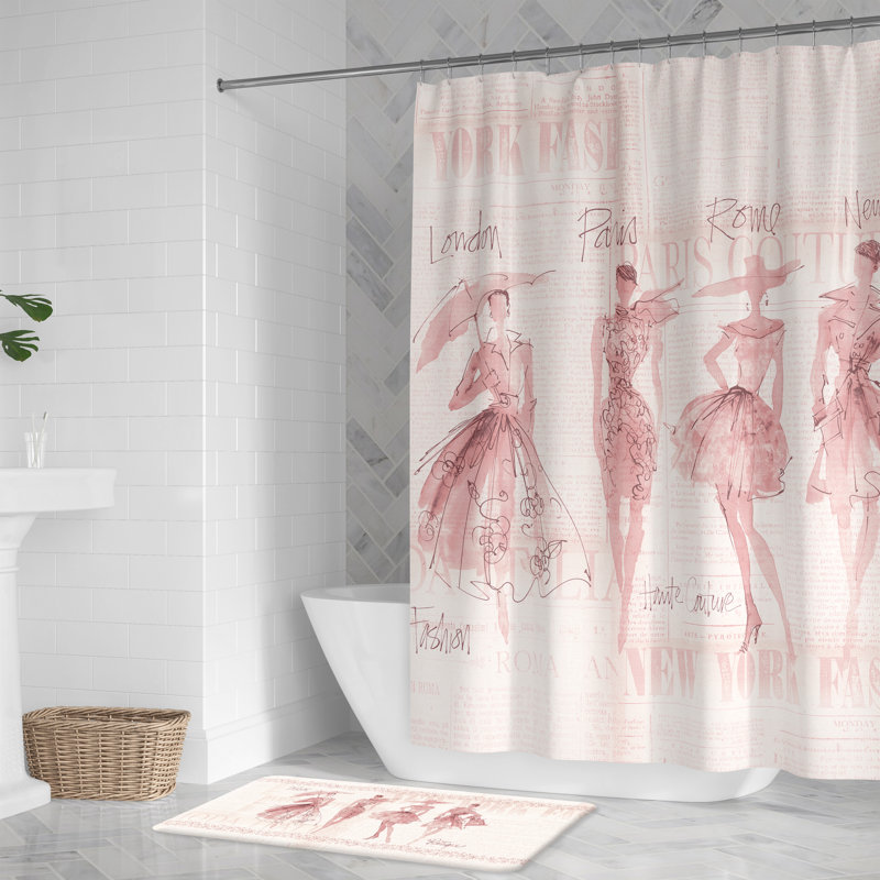 Rideau de douche Shyann, Rose, H 71 po x l 74 po