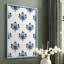 Motif de fleurs indigo I, reproduction encadrée - bois massif-830371608-830371588