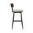 Metal Swivel Adjustable Height Stool, Black Metal And Oak Wood Panel With Oatmeal Fabric
