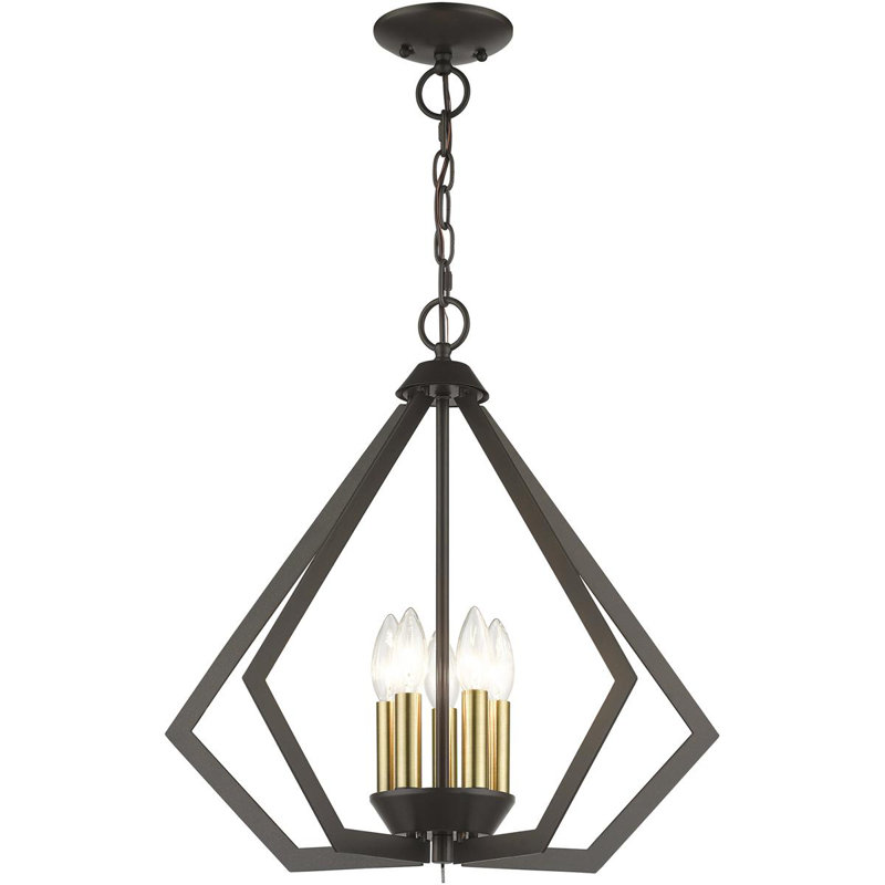 Lustre géométrique à 5 lumières Leena, Gris