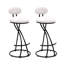 Ensemble de 2 tabourets ronds à imprimé rond en métal noir pour îlot de cuisine et salle à manger-620702549