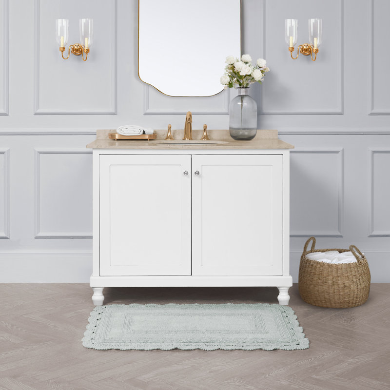 Tapis de bain en coton fabriqué au crochet lavable à la machine Laura Ashley, L 40'' x l 24'', Vert sauge