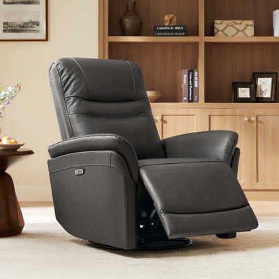 Martina Genuine Leather Swivel Gliding Power Recliner