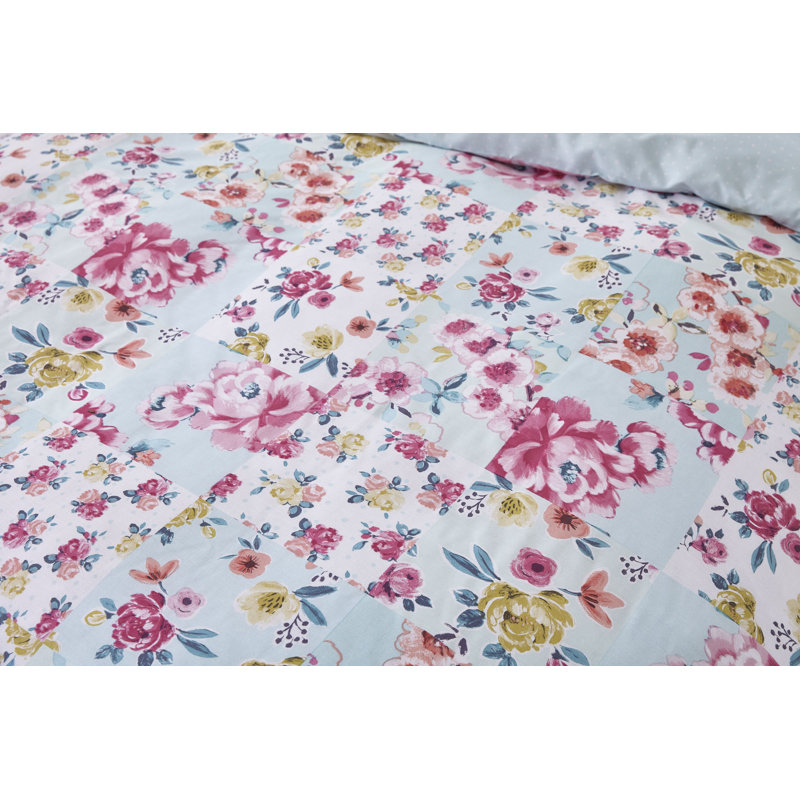 Flower Patchwork Duvet Cover Set, 200 x 200cm Duvet Cover + 2 Standard Pillowcases