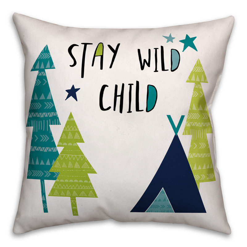Stay Wild Reversible Throw Pillow, Blue