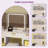 56" Makeup Vanity Desk With LED Mirror And RGB Glass Cabinets
