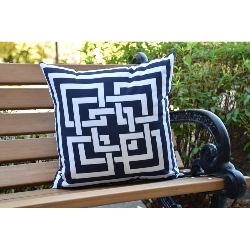 Nantucket Geometric Outdoor Reversible Throw Pillow, Navy, 20" x 20"