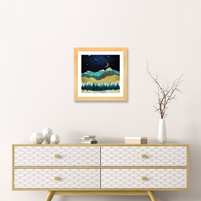 «Snow Night», reproduction sur toile, Cadre papier naturel, H 16 po x l 16 po x p 1 po