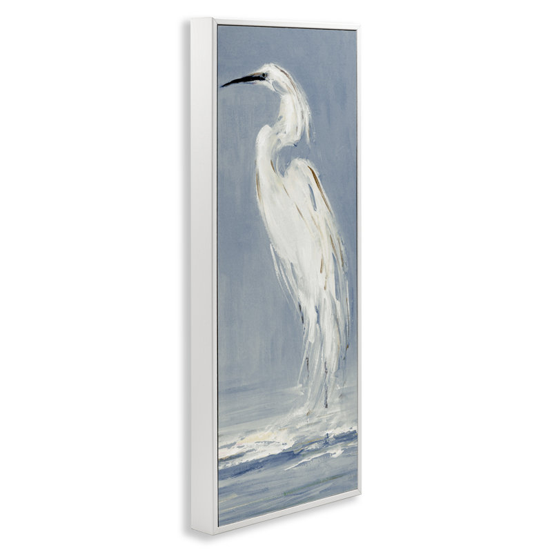 «Aigrette calme face à la gauche», estampe numérique de Sally Swatland, 30" H x 13" W