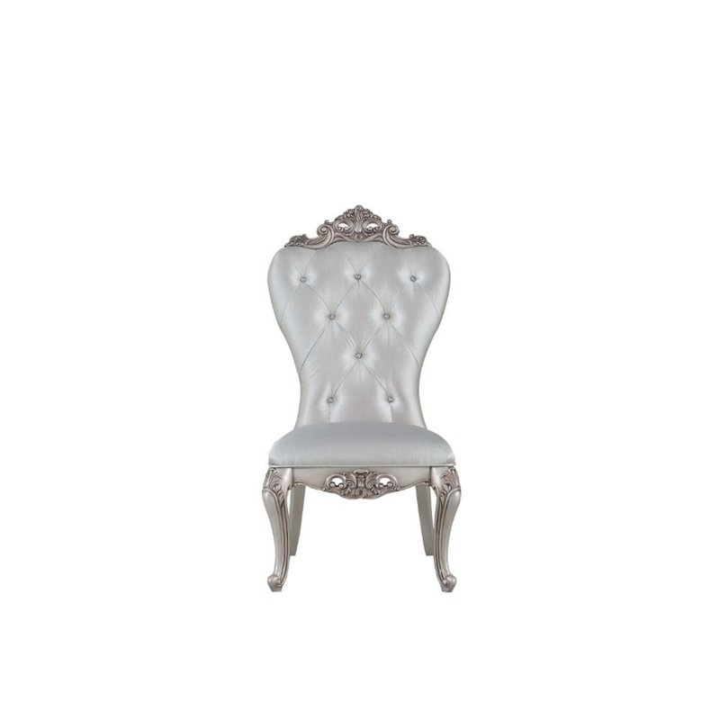 Chaise d'appoint et dossier rembourrés crème / blanc Korentin (2 pièces)