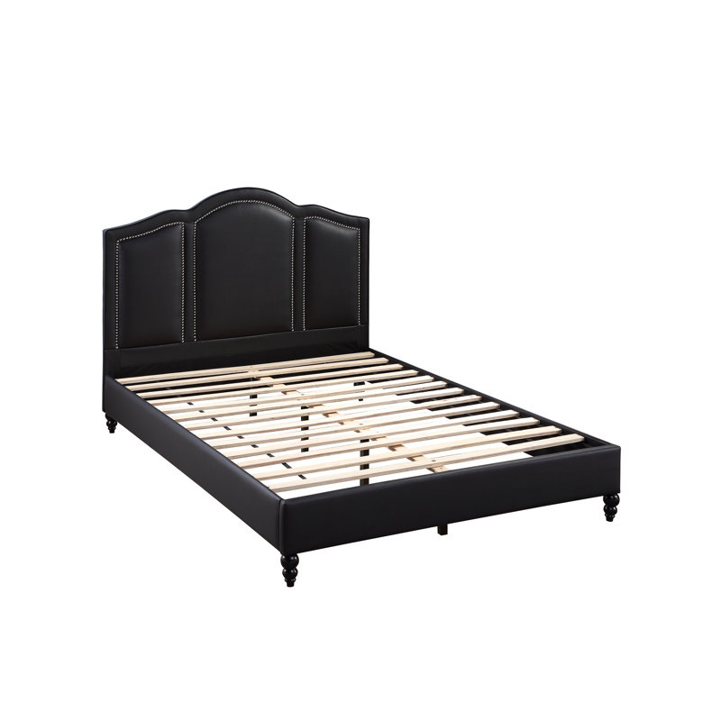 Lit plateforme tapissier Suniga, Noir, Double