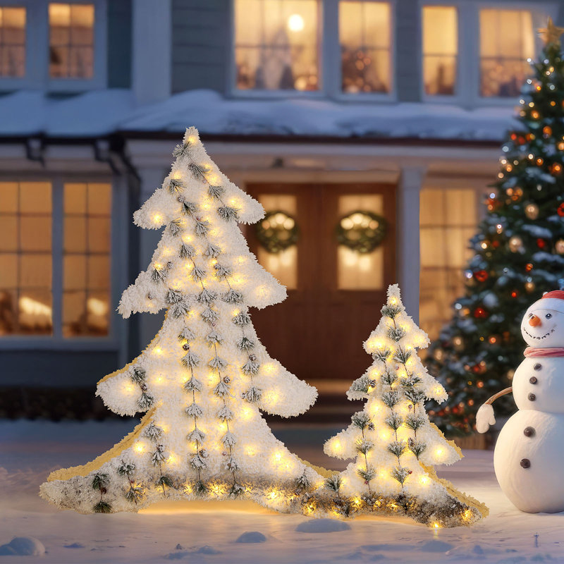 Décoration de Noël floquée en forme d'arbre de Noël (moyen), 47,2 po x 23,6 po