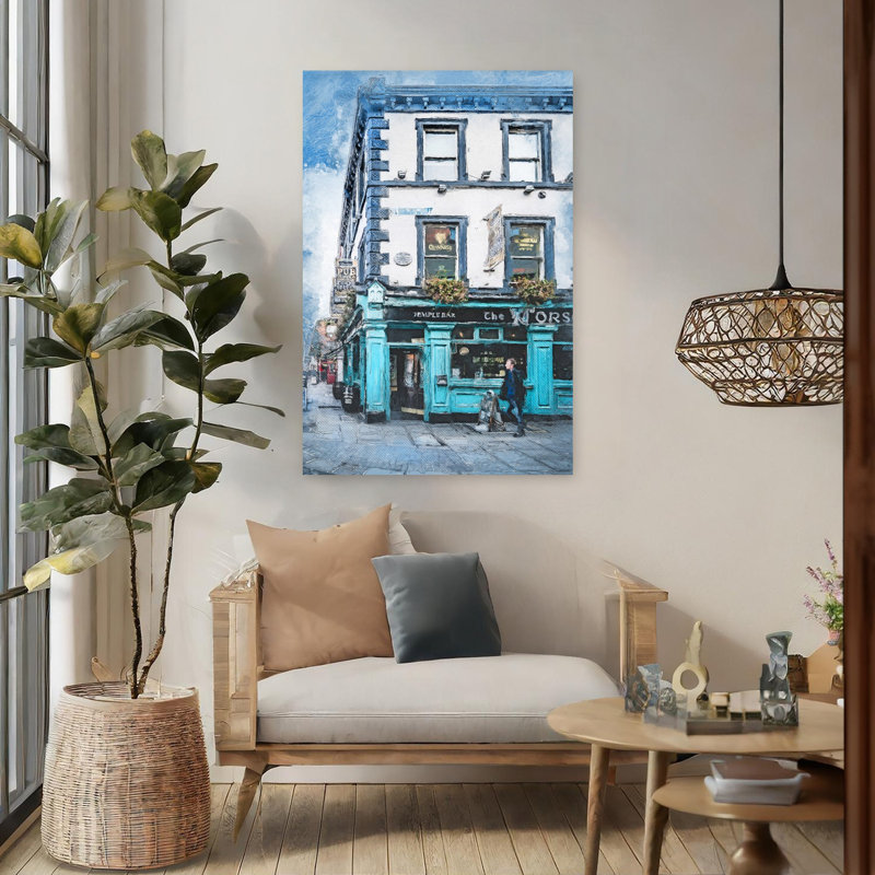 Temple Bar, Dublin, architecture contemporaine abstraite, art mural, H 48 po x l 32 po