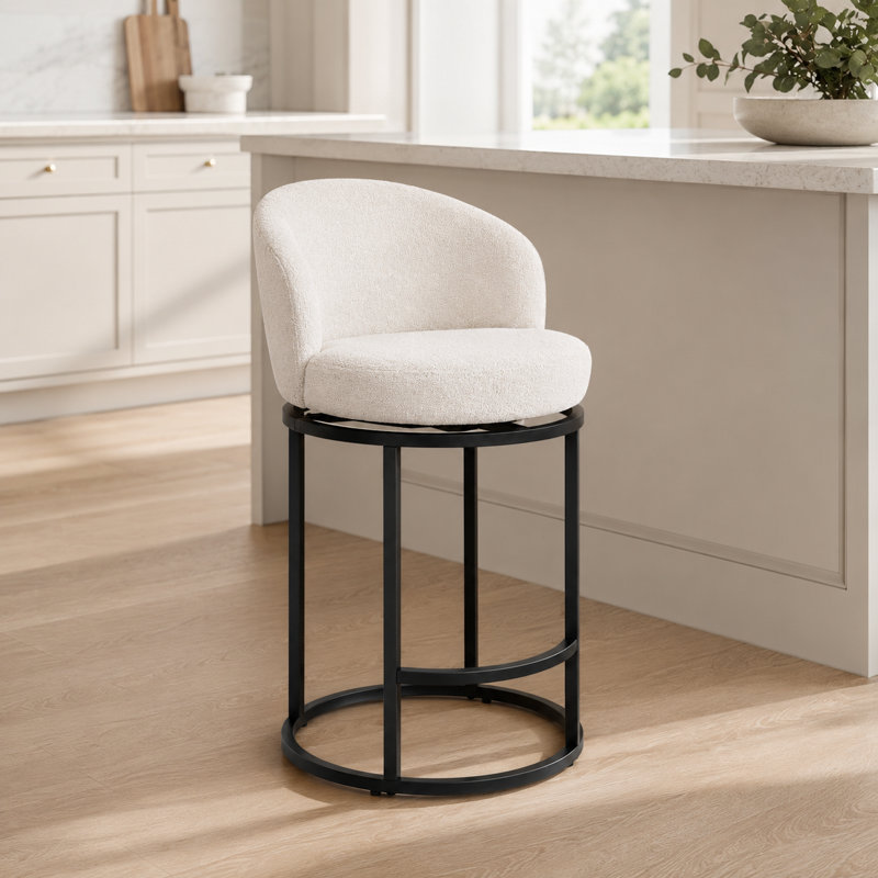 27" Swivel Barrel Counter Stool with Auto Return, Linen