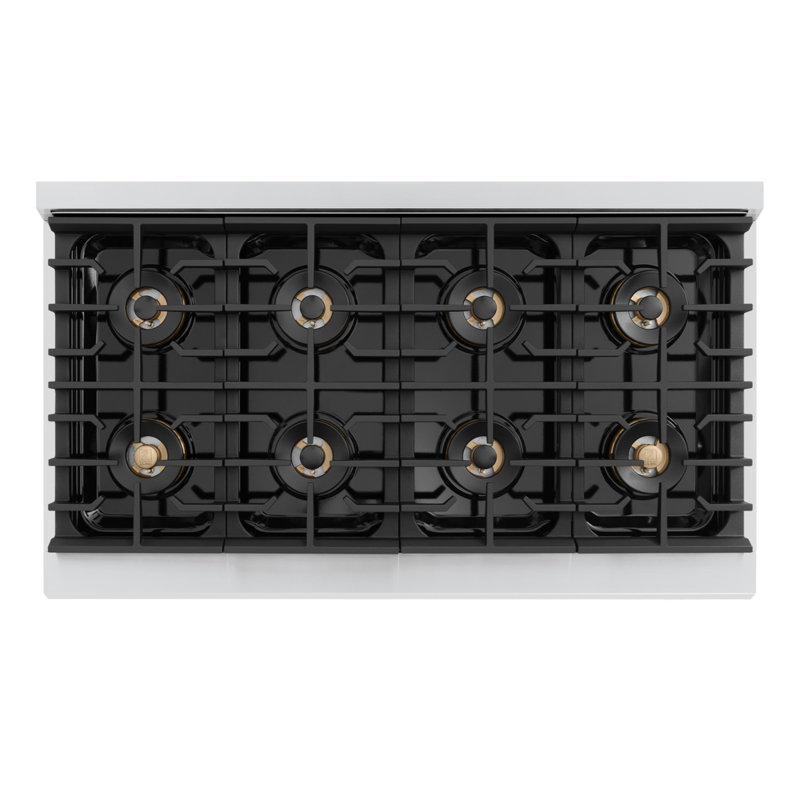 ZLINE Autograph 48 in. Marino Dual Fuel Range with 8 Burner DuoPro Cooktop and Black Accents, White Matte, Matte Black